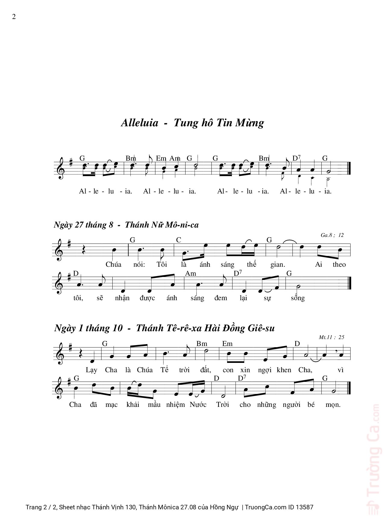 Page 2 of Sheet music PDF Thánh Vịnh 130, Thánh Mônica 27.08 - Hồng Ngự