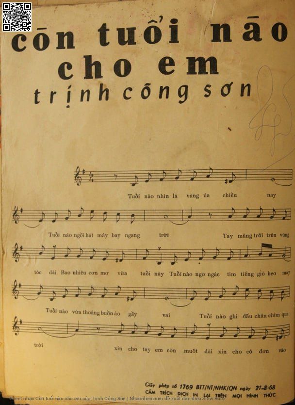 Page 2 of Sheet music PDF Còn tuổi nào cho em - Trịnh Công Sơn