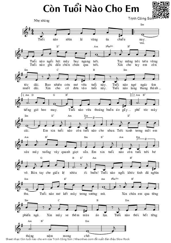 Page 5 of Sheet music PDF Còn tuổi nào cho em - Trịnh Công Sơn
