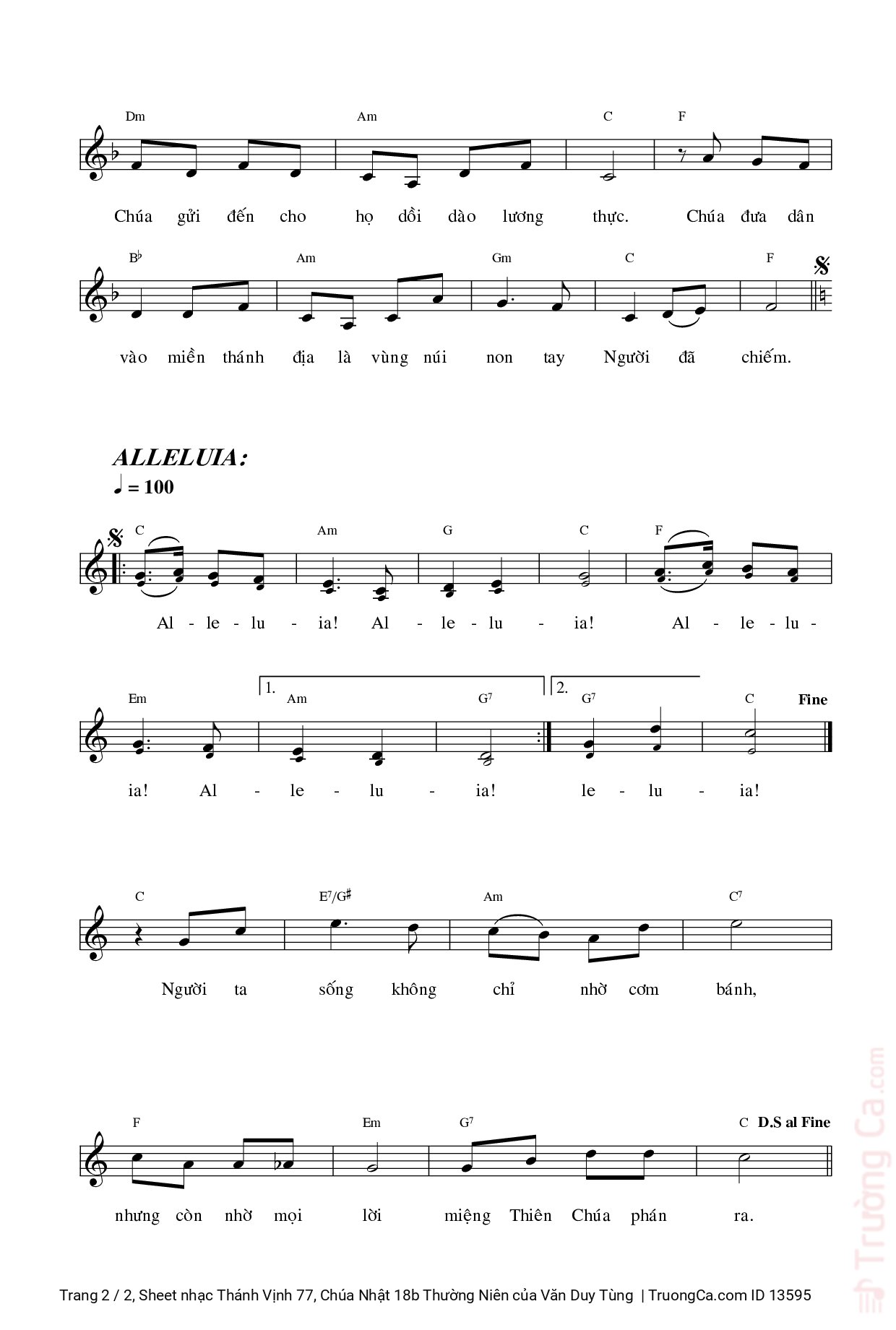Page 2 of Sheet music PDF Thánh Vịnh 77, Chúa Nhật 18b Thường Niên - Văn Duy Tùng