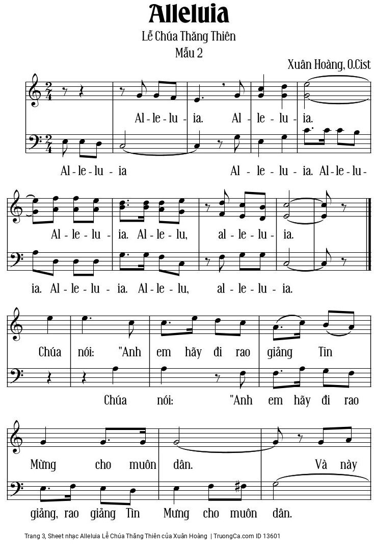 Page 3 of Sheet music PDF Alleluia Lễ Chúa Thăng Thiên - Xuân Hoàng
