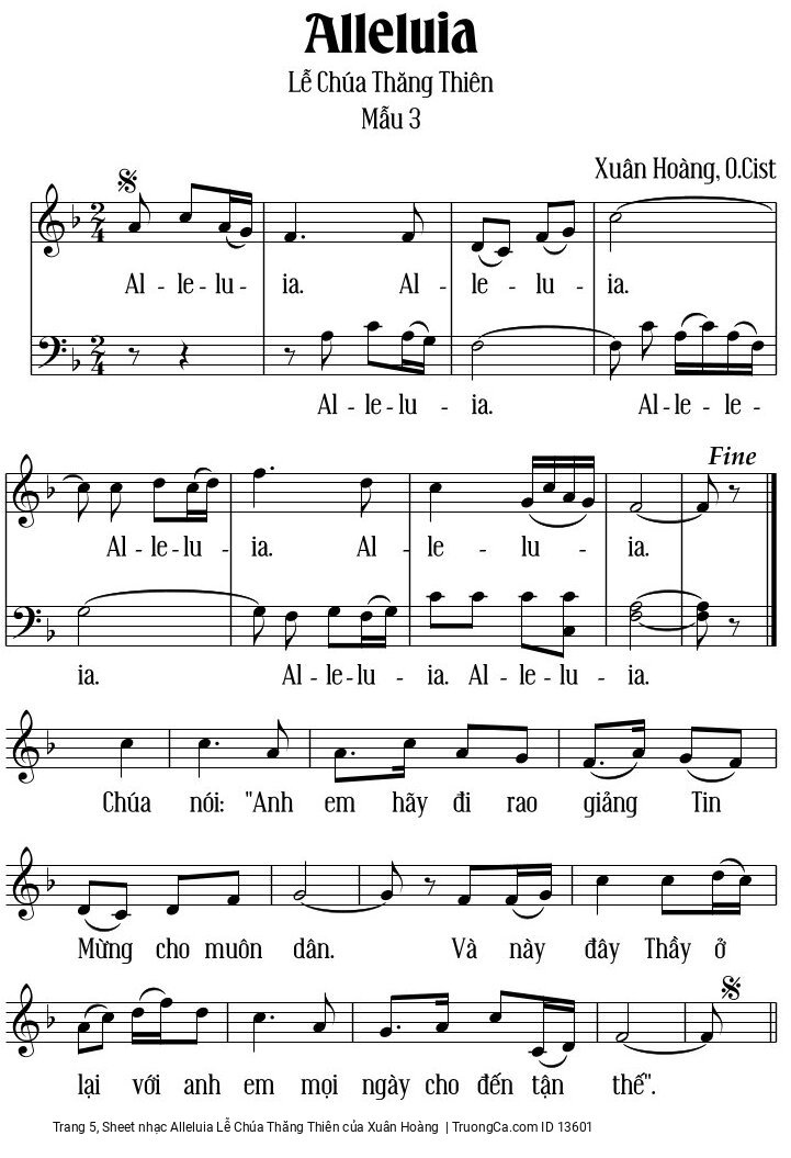 Page 5 of Sheet music PDF Alleluia Lễ Chúa Thăng Thiên - Xuân Hoàng