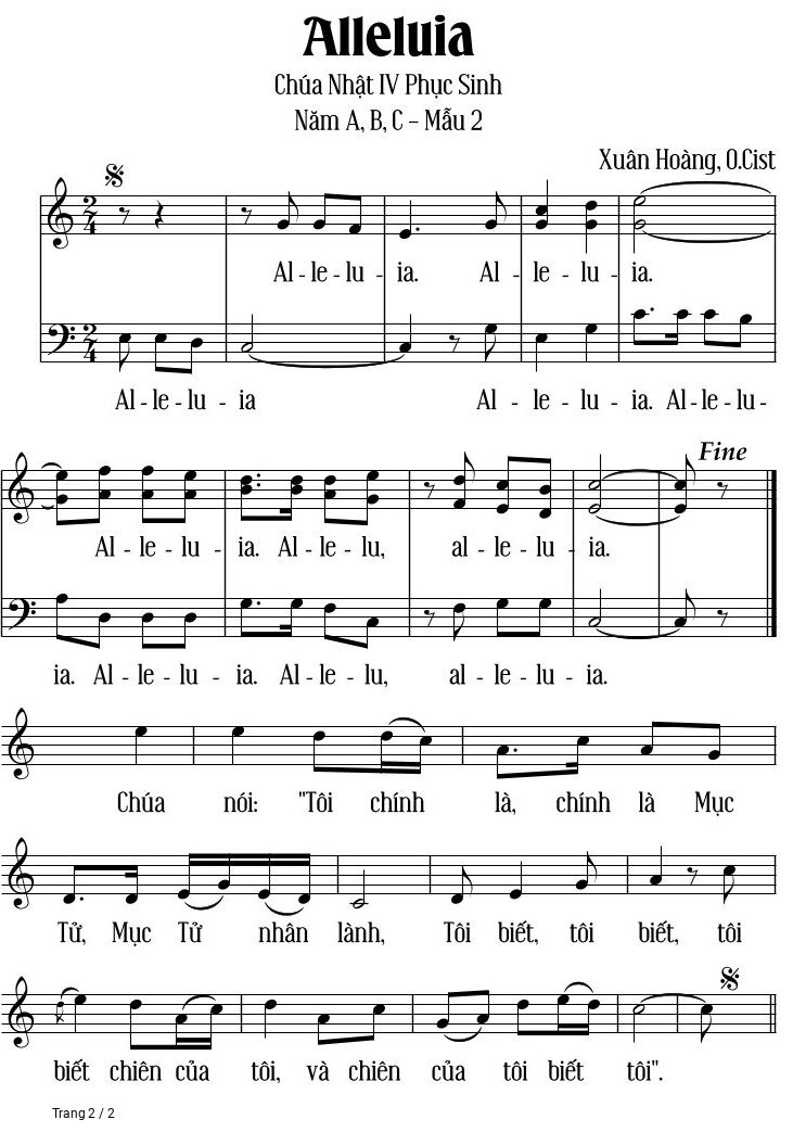 Page 2 of Sheet music PDF Alleluia Chúa Nhật Iv Phục Sinh - Xuân Hoàng