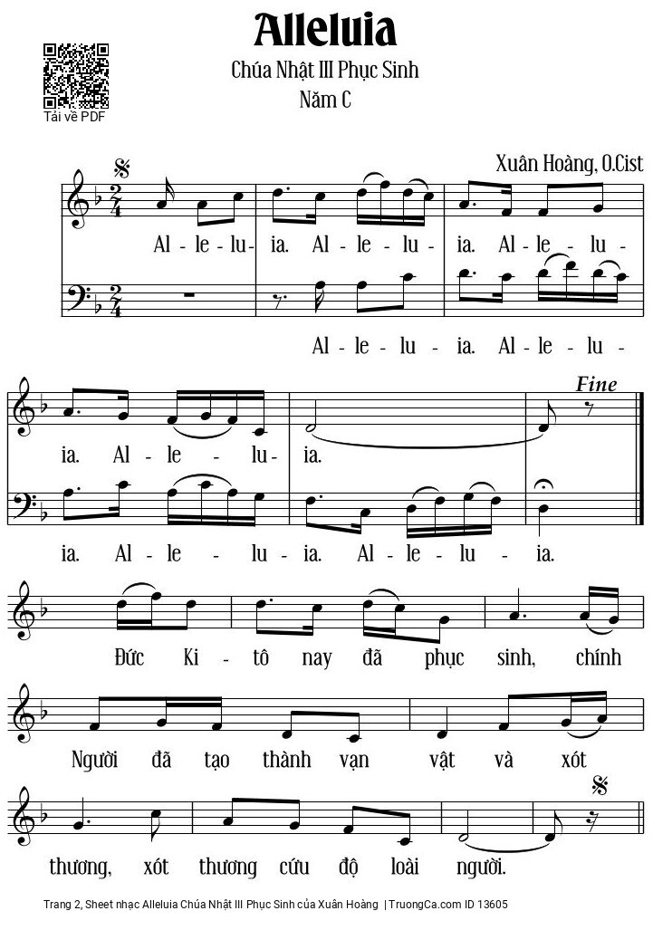 Page 2 of Sheet music PDF Alleluia Chúa Nhật III Phục Sinh - Xuân Hoàng