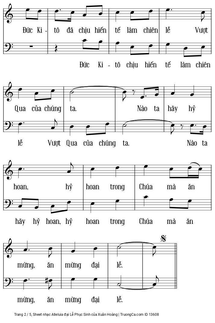 Page 2 of Sheet music PDF Alleluia đại Lễ Phục Sinh - Xuân Hoàng