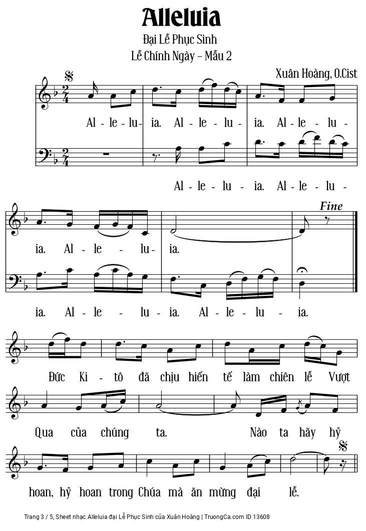 Page 3 of Sheet music PDF Alleluia đại Lễ Phục Sinh - Xuân Hoàng