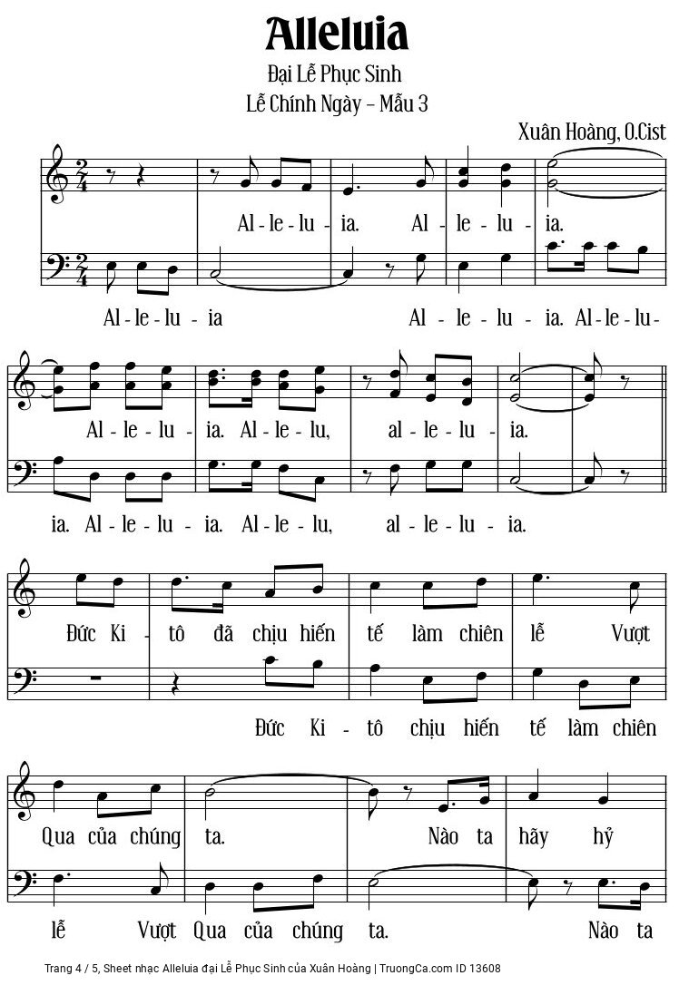 Page 4 of Sheet music PDF Alleluia đại Lễ Phục Sinh - Xuân Hoàng