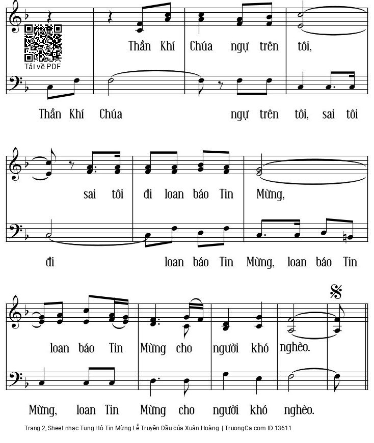 Page 2 of Sheet music PDF Tung Hô Tin Mừng Lễ Truyền Dầu - Xuân Hoàng