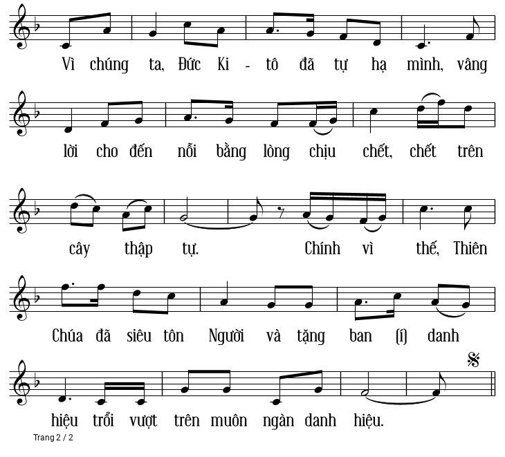 Page 2 of Sheet music PDF Tung Hô Tin Mừng Chúa Nhật Lễ Lá - Xuân Hoàng