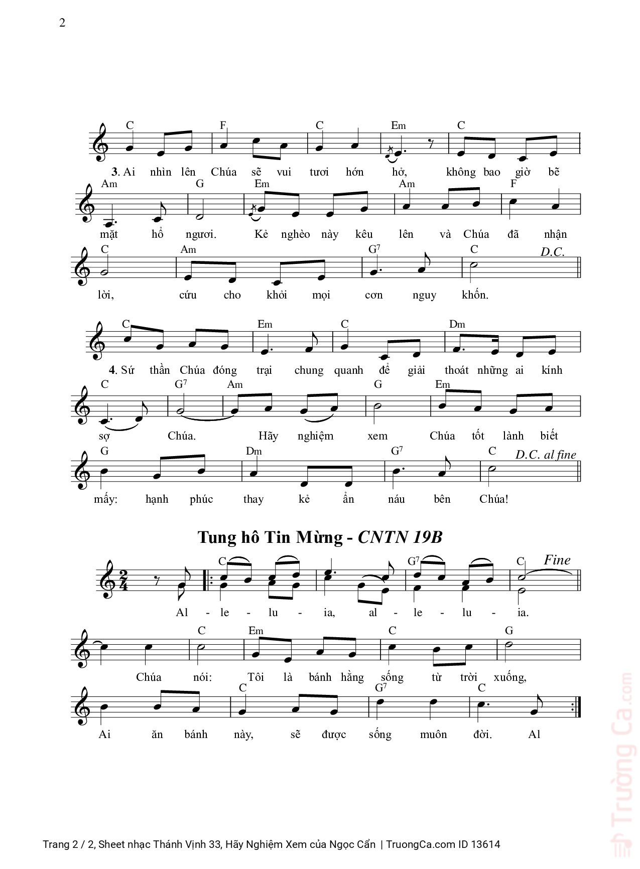 Page 2 of Sheet music PDF Thánh Vịnh 33, Hãy Nghiệm Xem - Ngọc Cẩn