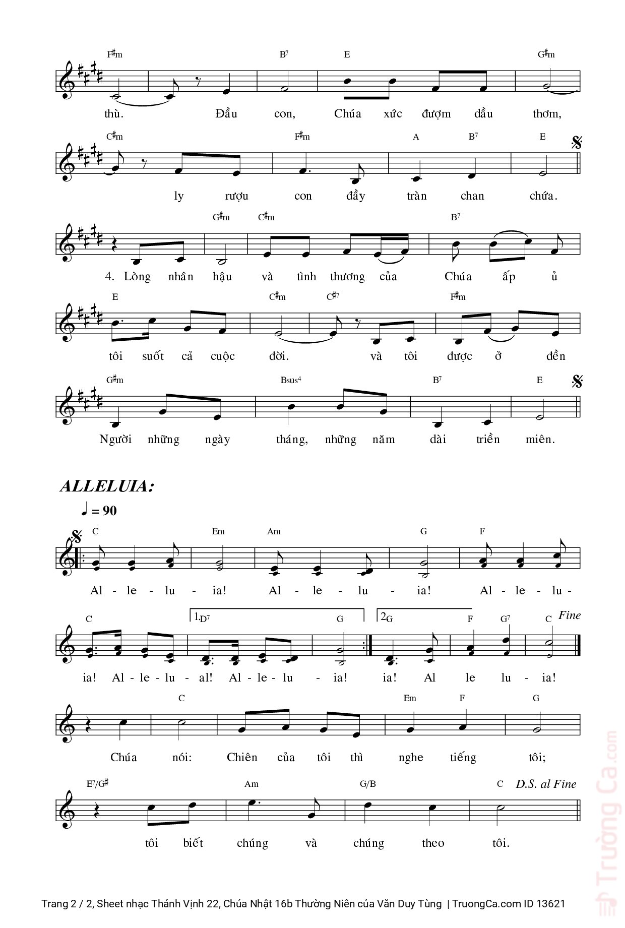 Page 2 of Sheet music PDF Thánh Vịnh 22, Chúa Nhật 16b Thường Niên - Văn Duy Tùng