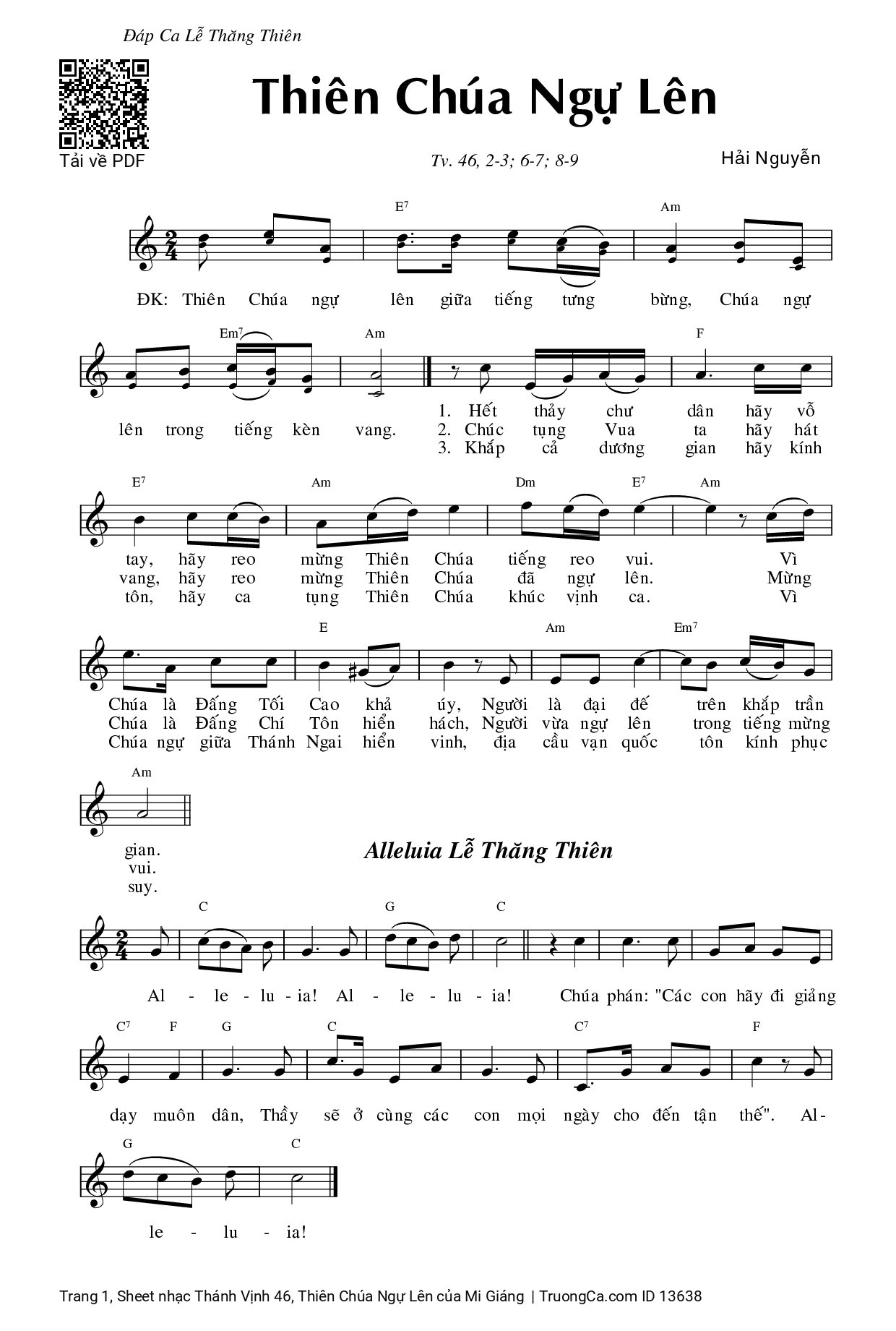 Sheet PDF of Thánh Vịnh 46, Thiên Chúa Ngự Lên