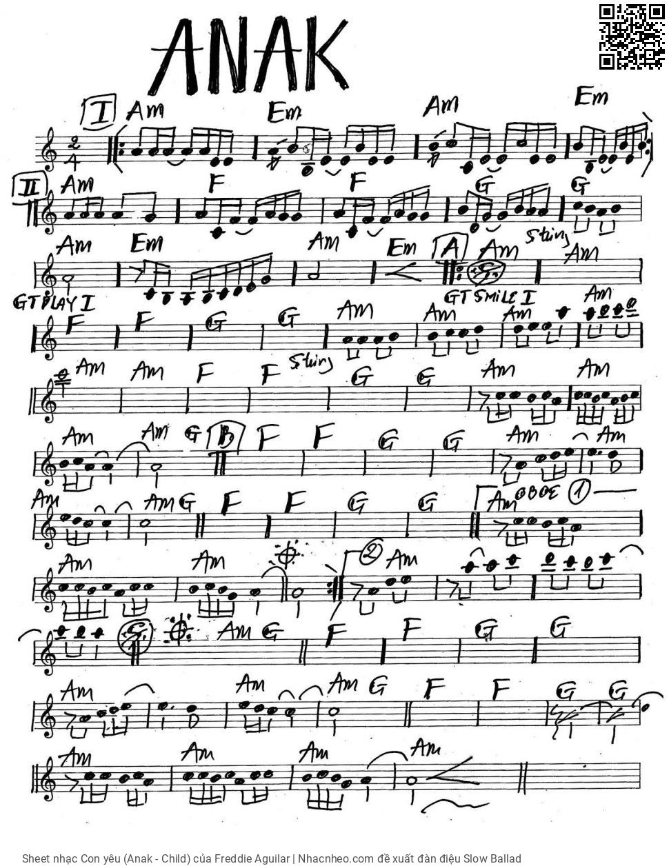 Sheet PDF of Con yêu (Anak - Child)