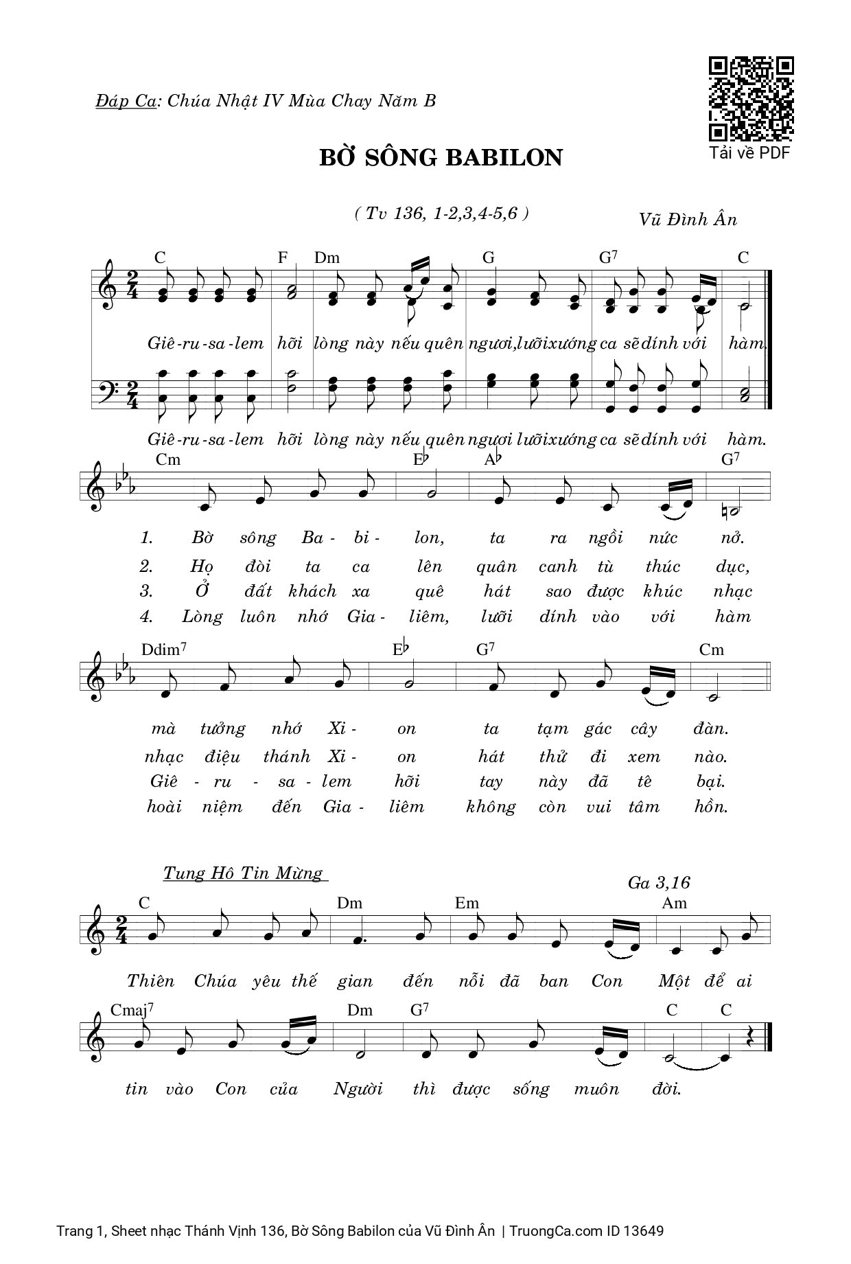 Sheet PDF of Thánh Vịnh 136, Bờ Sông Babilon