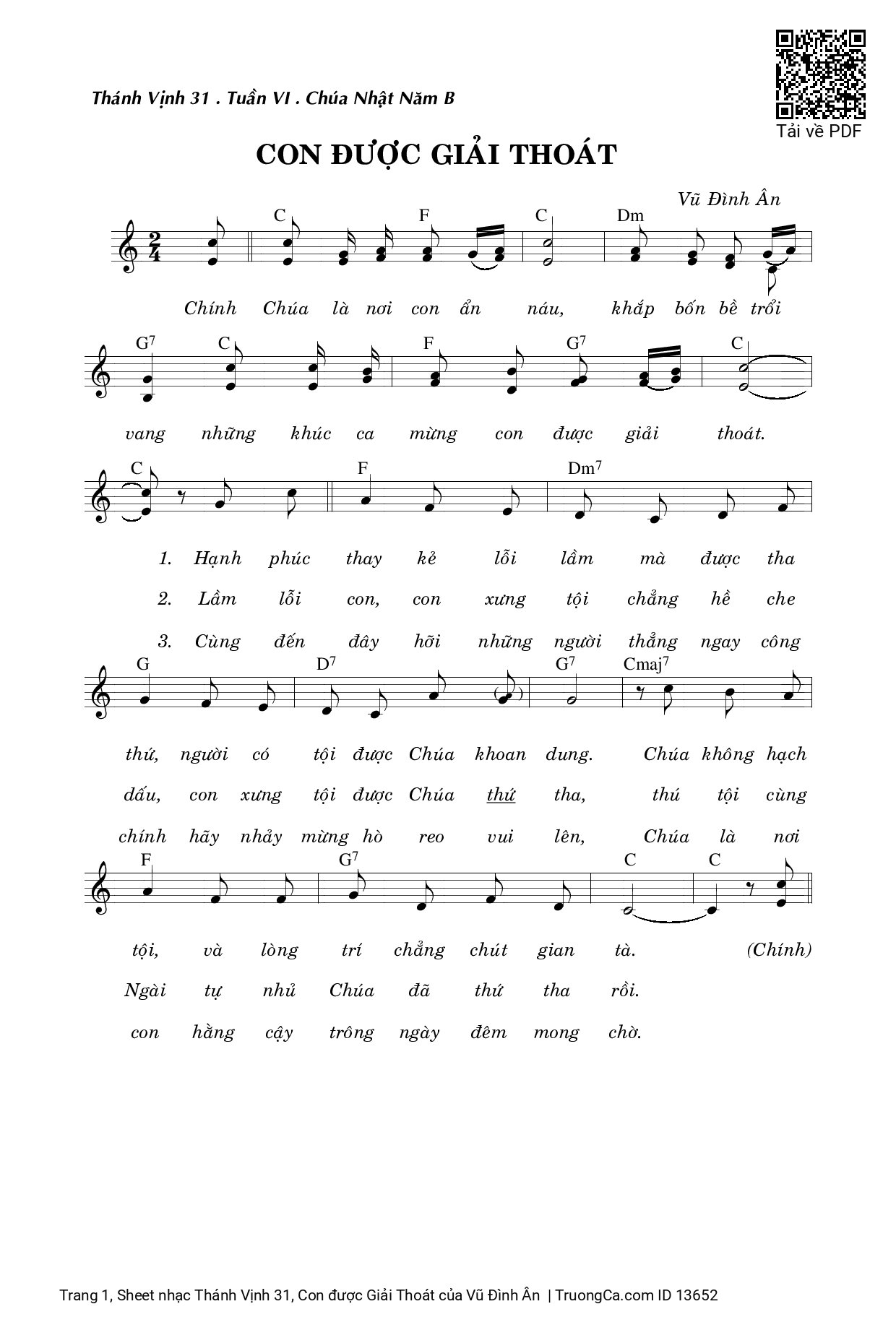 Sheet PDF of Thánh Vịnh 31, Con được Giải Thoát