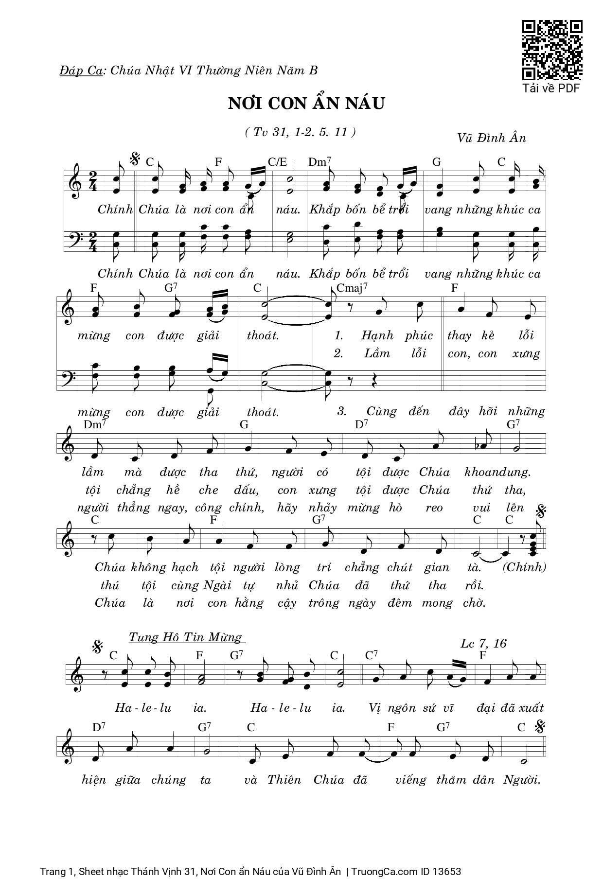 Sheet PDF of Thánh Vịnh 31, Nơi Con ẩn Náu