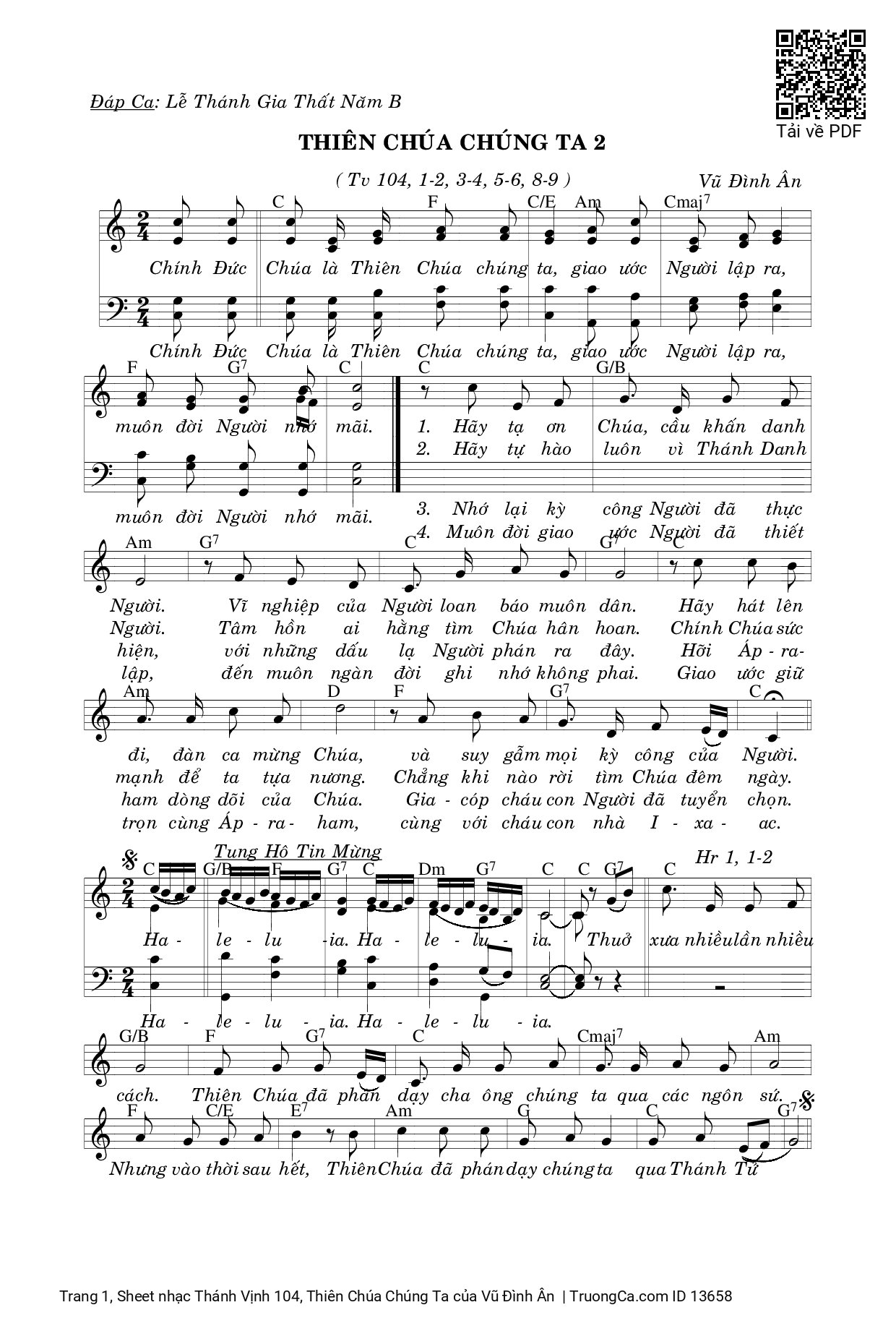 Sheet PDF of Thánh Vịnh 104, Thiên Chúa Chúng Ta
