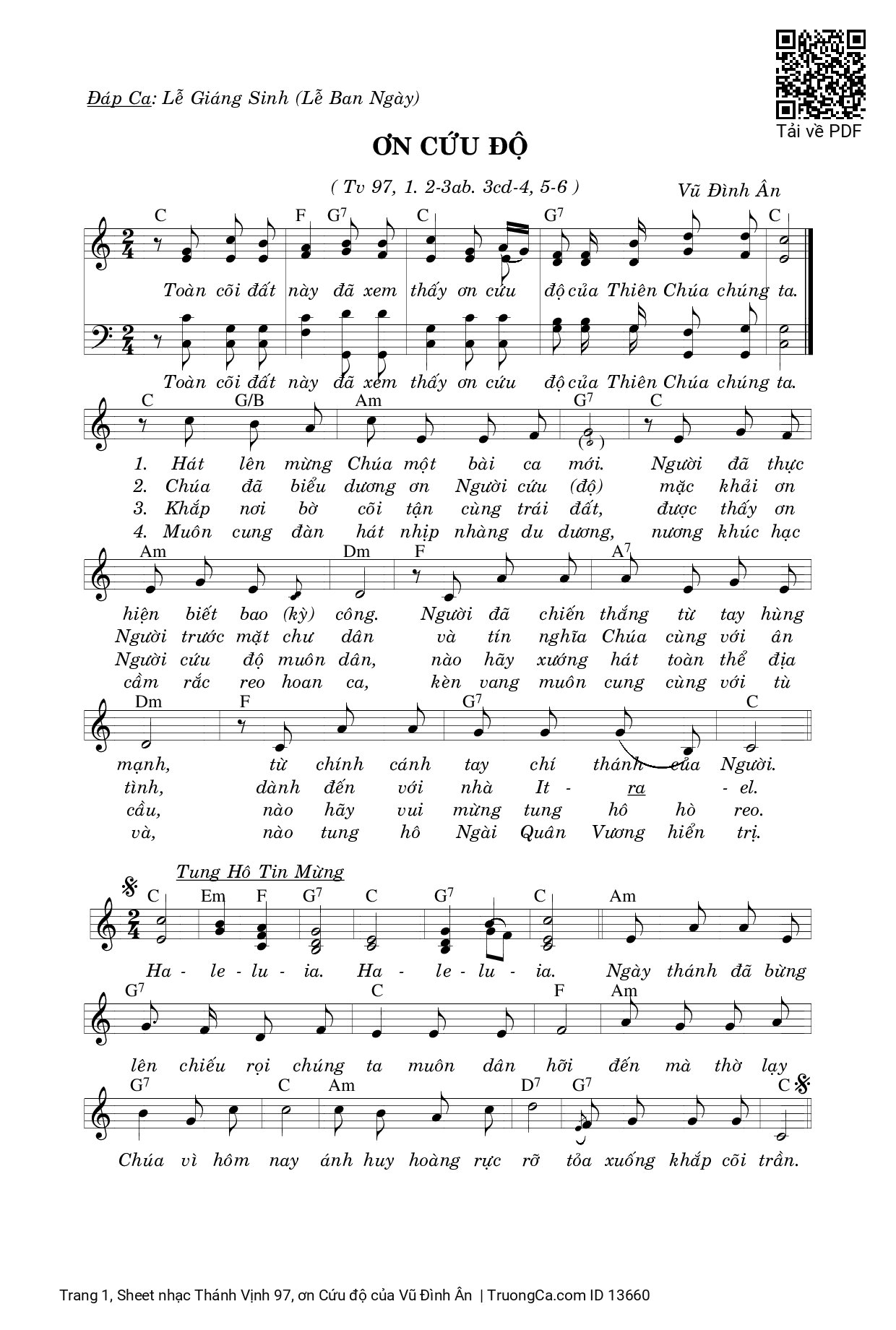 Sheet PDF of Thánh Vịnh 97, ơn Cứu độ