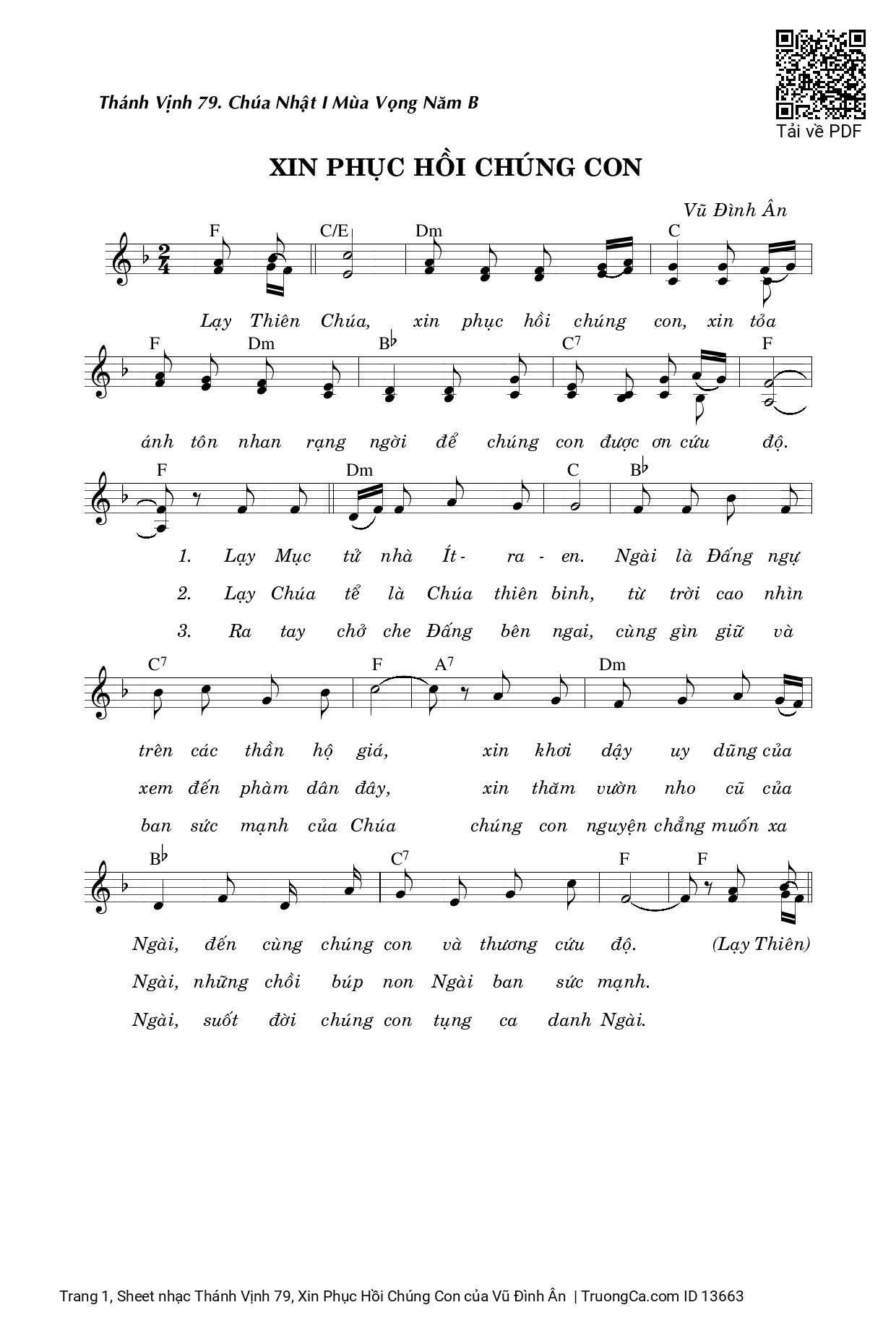 Sheet PDF of Thánh Vịnh 79, Xin Phục Hồi Chúng Con