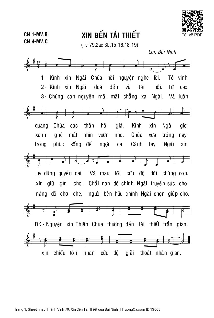 Sheet PDF of Thánh Vịnh 79, Xin đến Tái Thiết