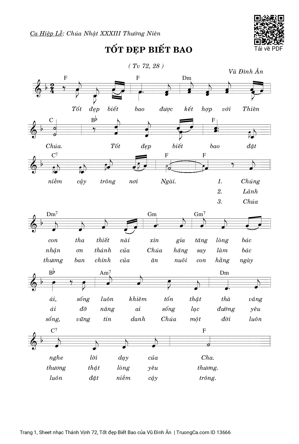 Sheet PDF of Thánh Vịnh 72, Tốt đẹp Biết Bao