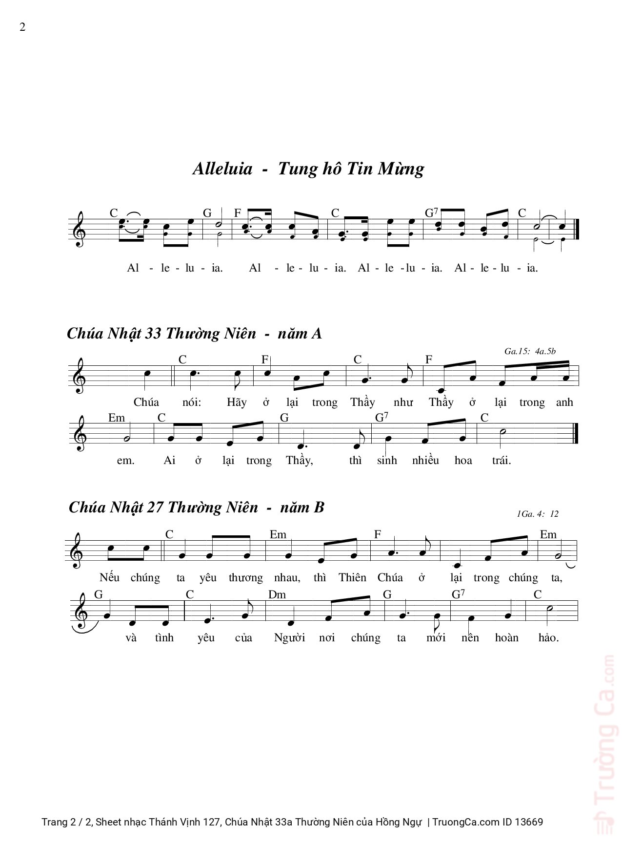Page 2 of Sheet music PDF Thánh Vịnh 127, Chúa Nhật 33a Thường Niên - Hồng Ngự