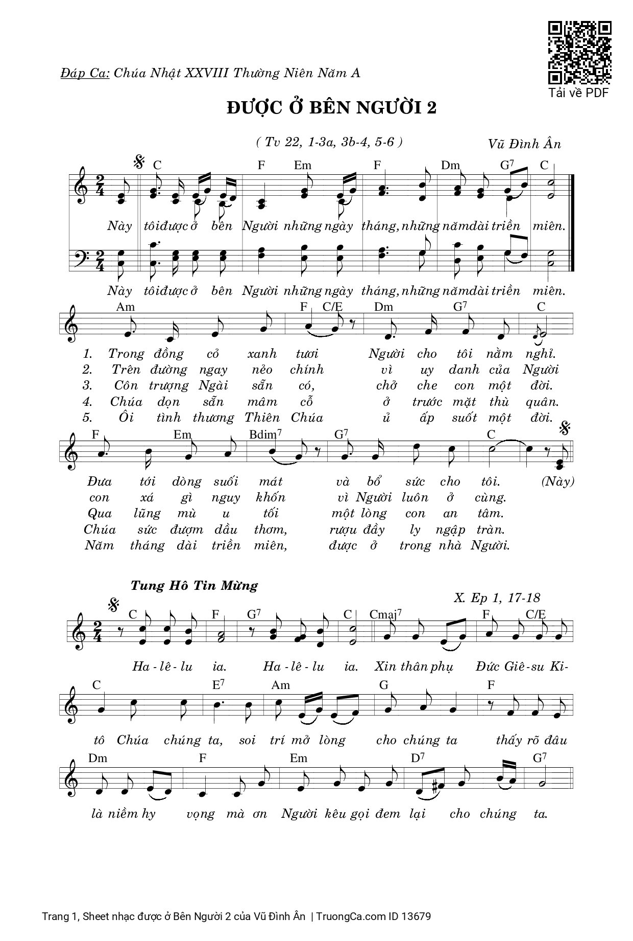 Page 1 of Sheet music PDF được ở Bên Người 2 - Vũ Đình Ân