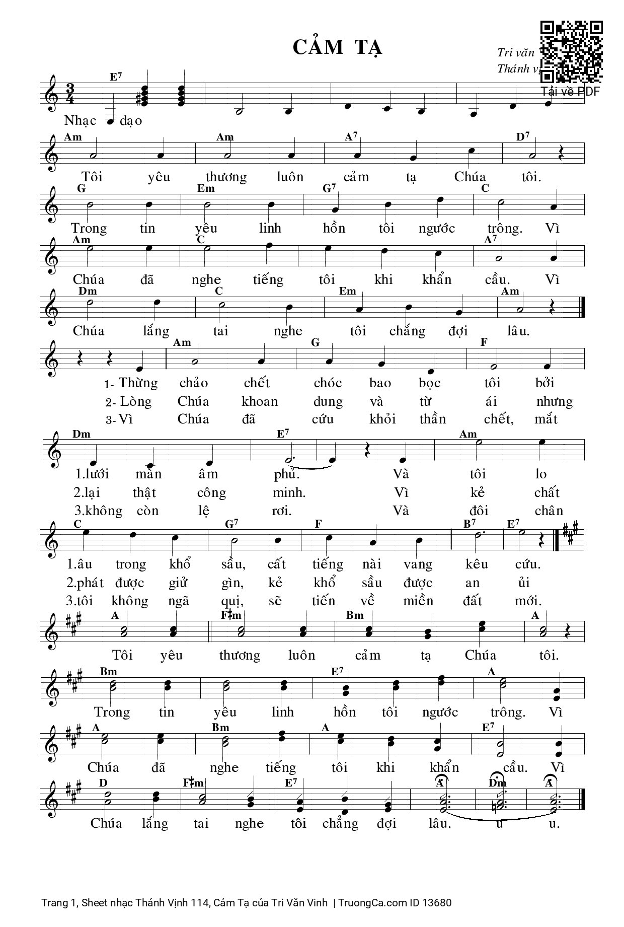 Thánh Vịnh 114, Cảm Tạ