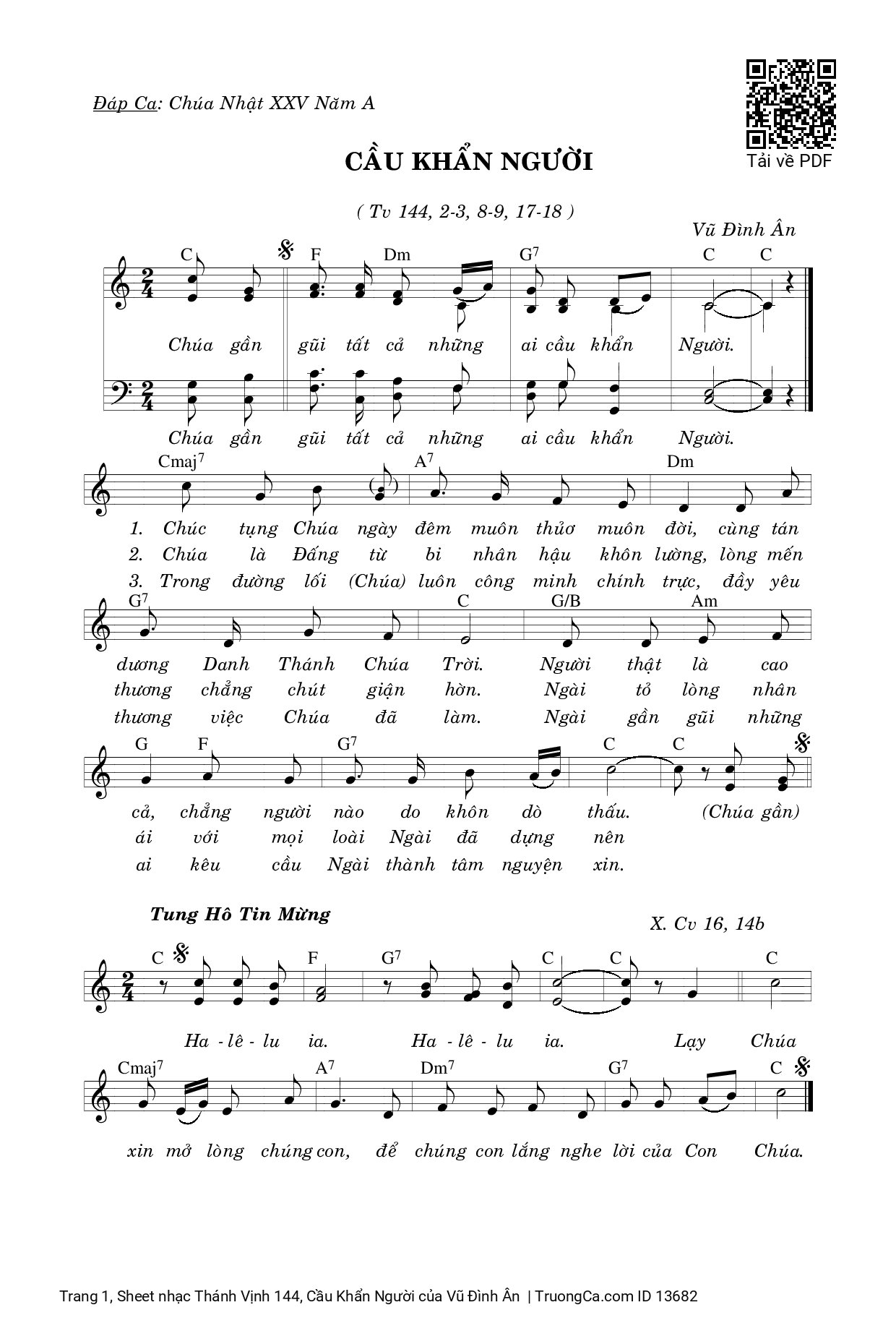 Sheet PDF of Thánh Vịnh 144, Cầu Khẩn Người