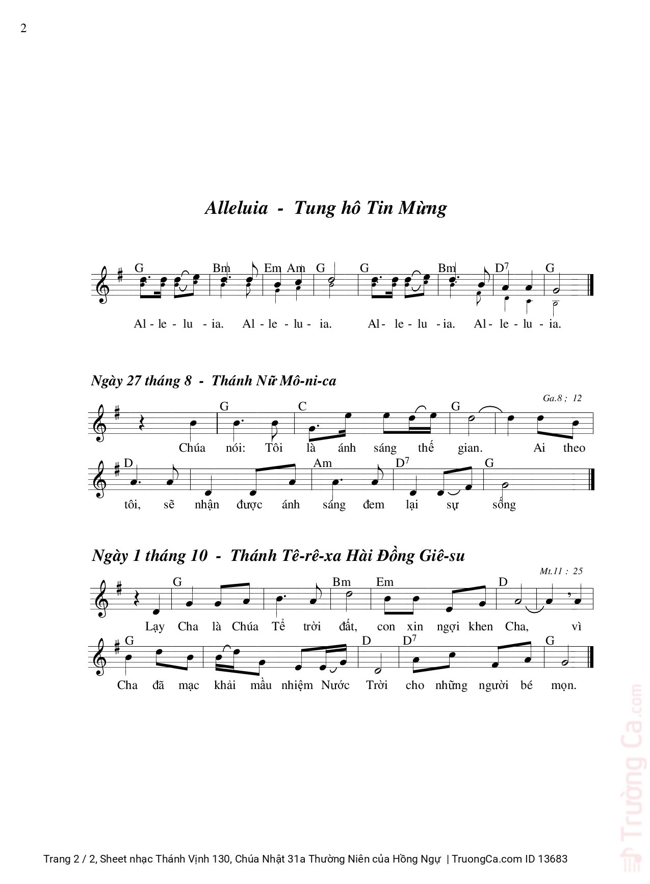 Page 2 of Sheet music PDF Thánh Vịnh 130, Chúa Nhật 31a Thường Niên - Hồng Ngự