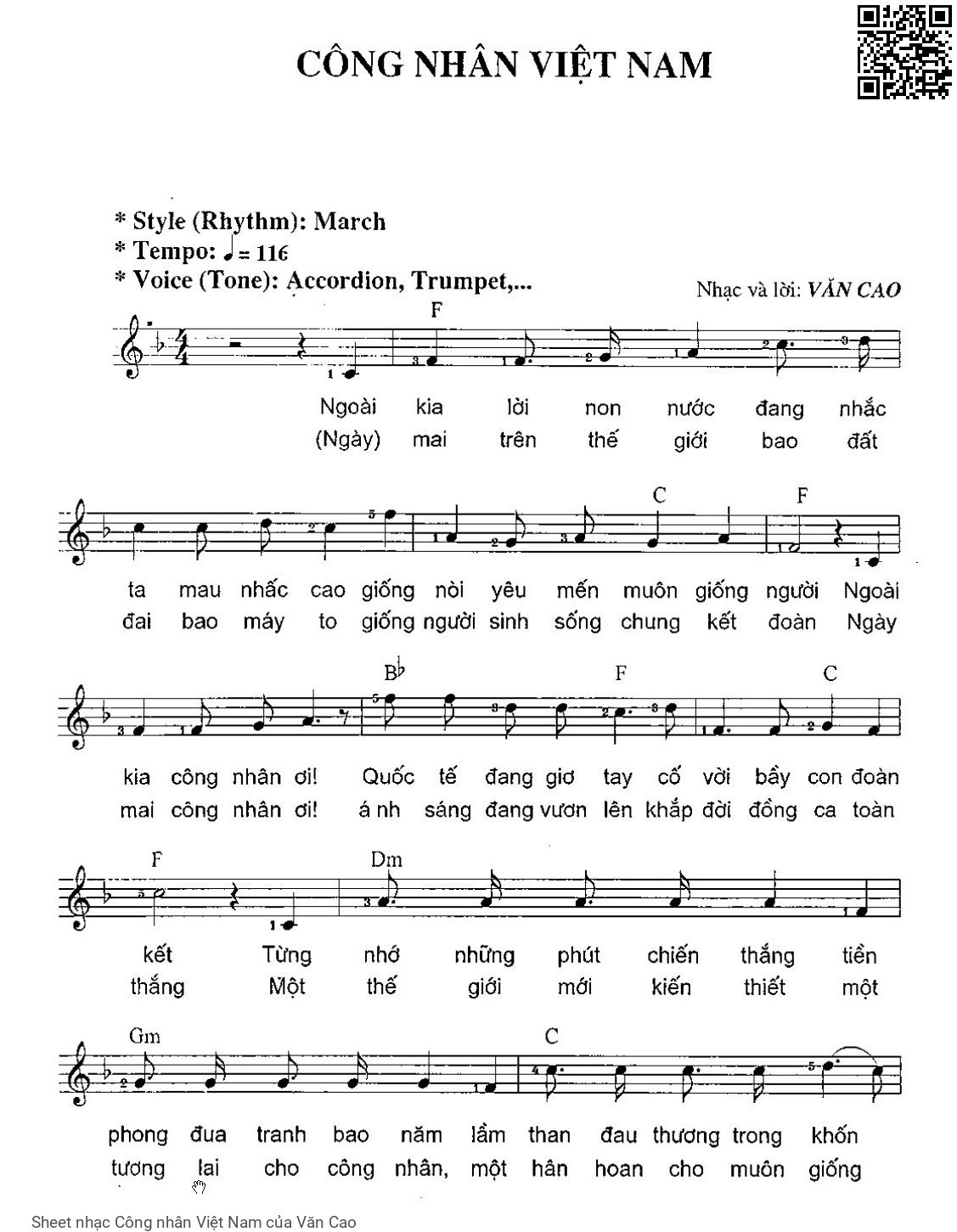 Sheet PDF of Công nhân Việt Nam