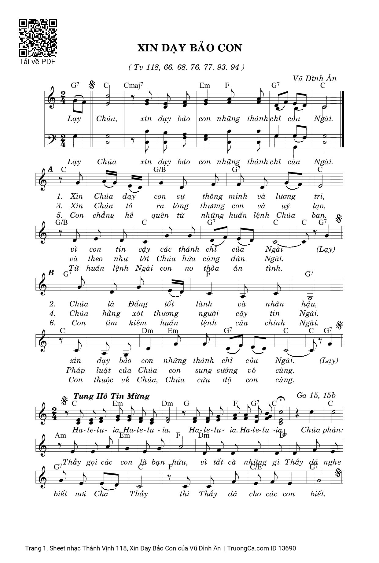 Sheet PDF of Thánh Vịnh 118, Xin Dạy Bảo Con
