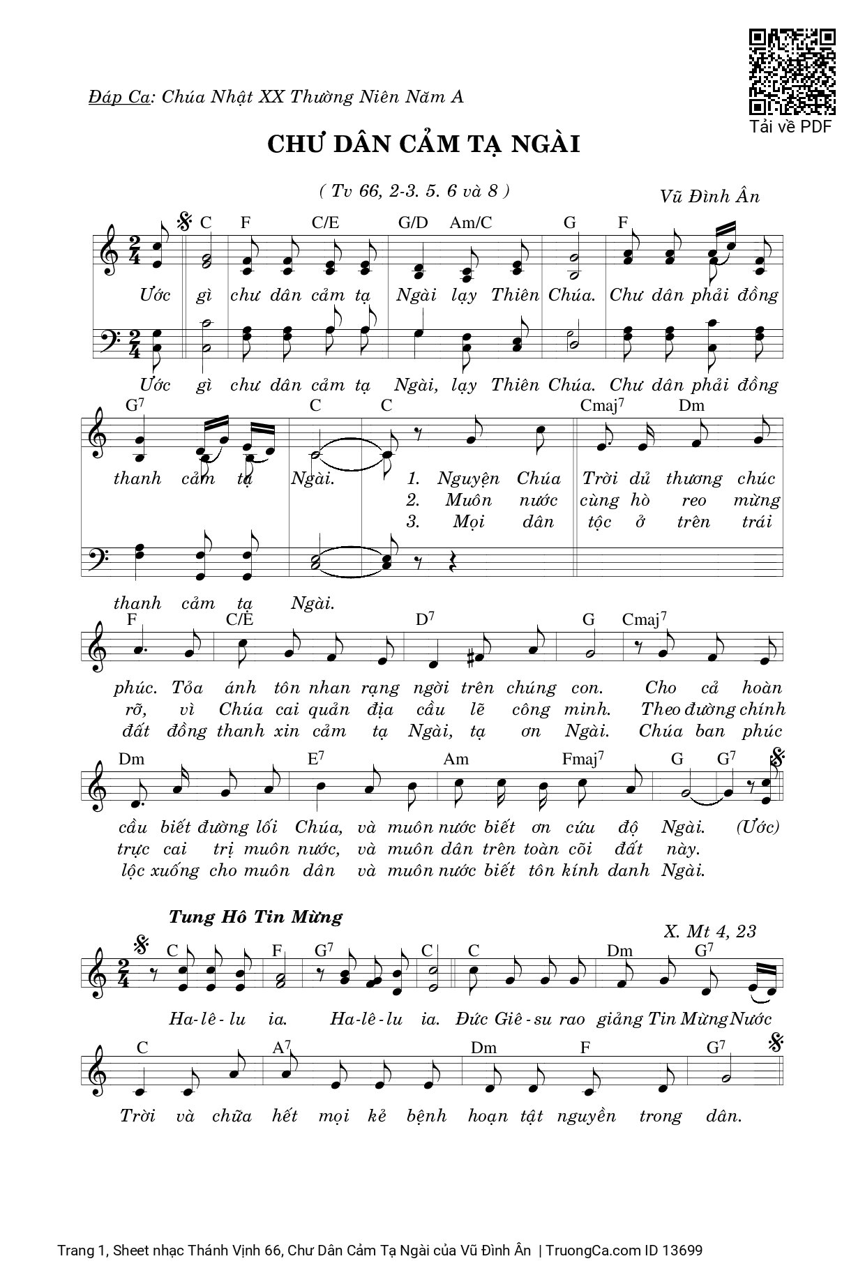 Sheet PDF of Thánh Vịnh 66, Chư Dân Cảm Tạ Ngài