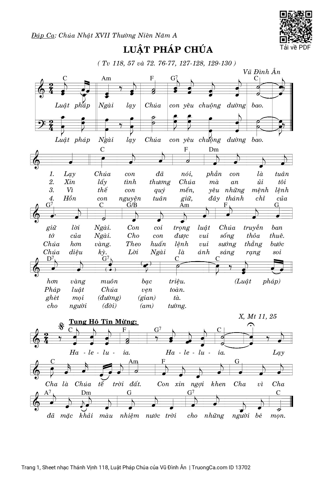 Sheet PDF of Thánh Vịnh 118, Luật Pháp Chúa
