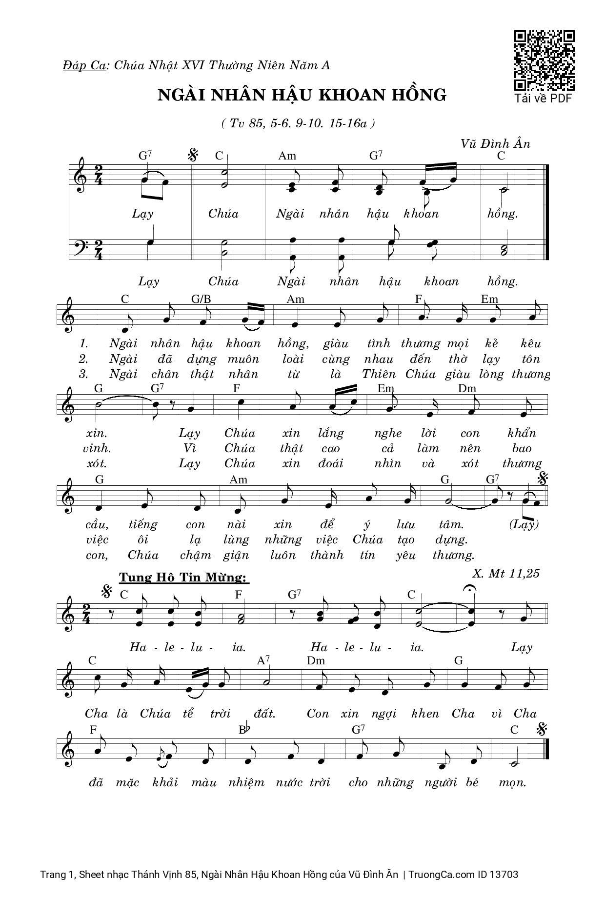 Sheet PDF of Thánh Vịnh 85, Ngài Nhân Hậu Khoan Hồng