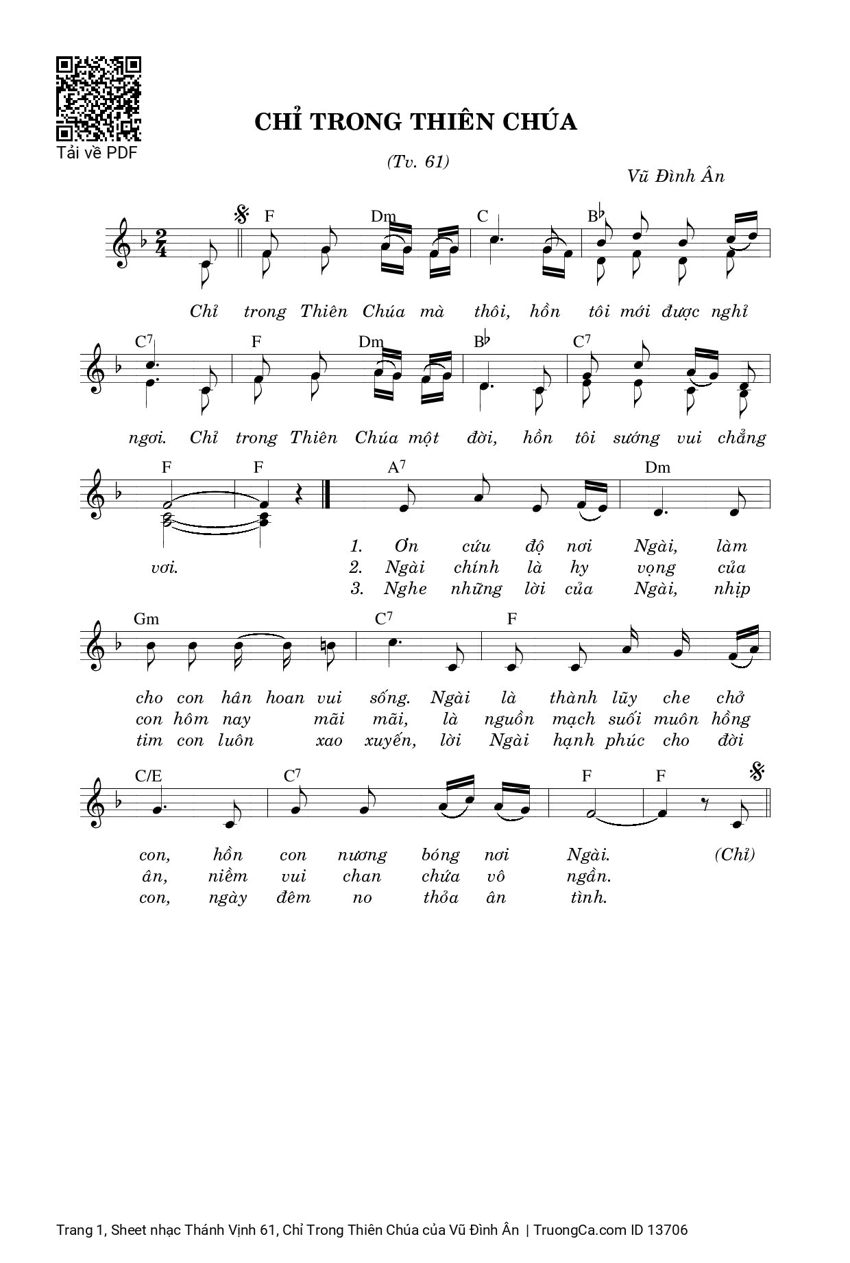 Sheet PDF of Thánh Vịnh 61, Chỉ Trong Thiên Chúa