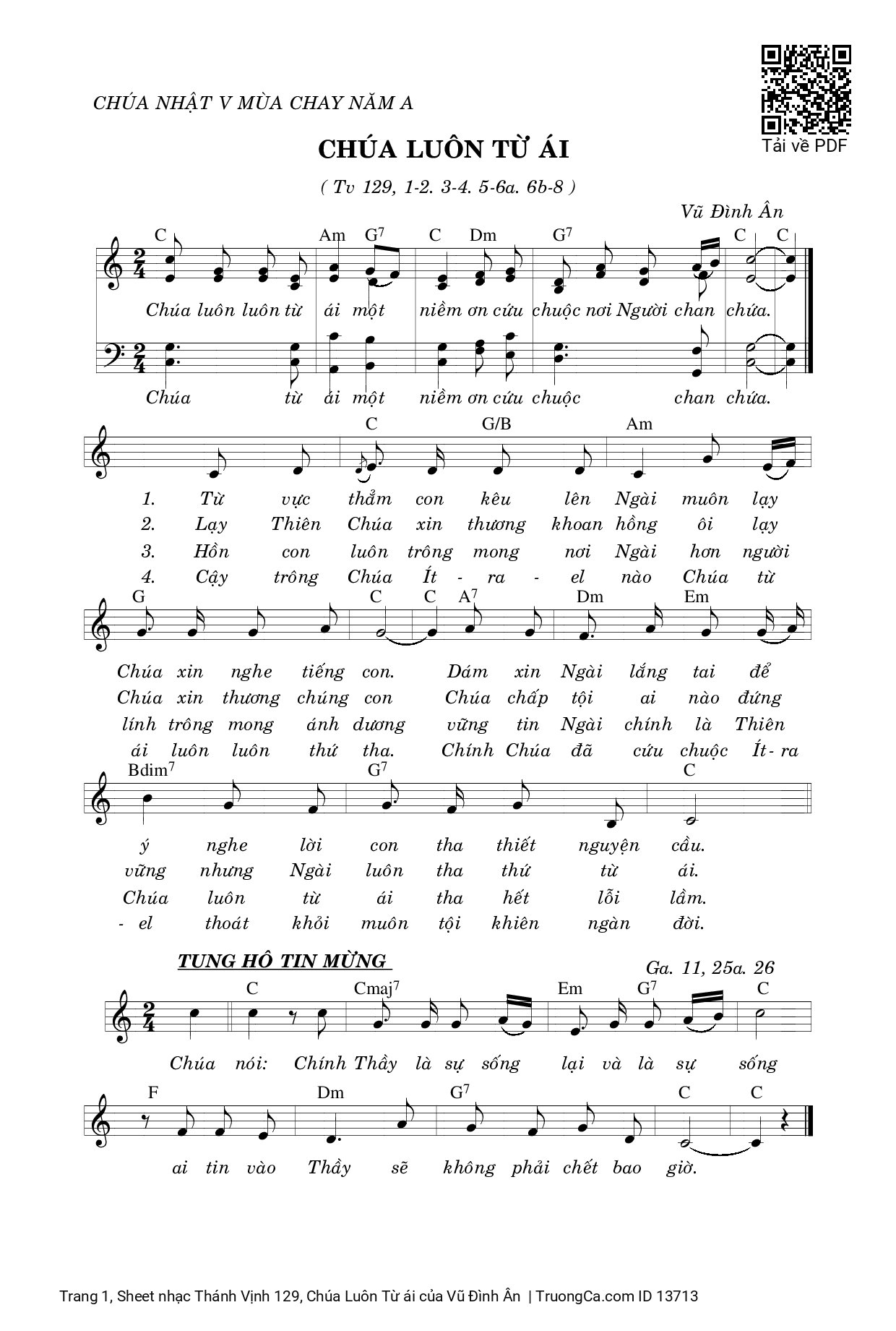 Sheet PDF of Thánh Vịnh 129, Chúa Luôn Từ ái