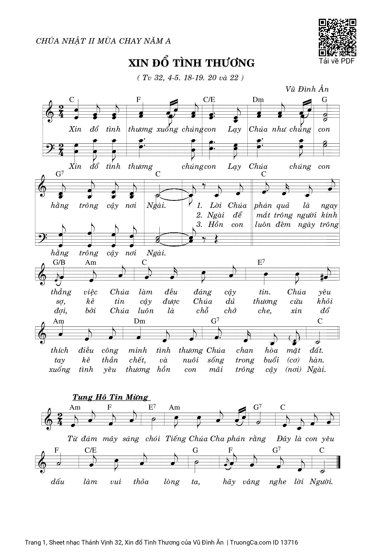 Sheet PDF of Thánh Vịnh 32, Xin đổ Tình Thương