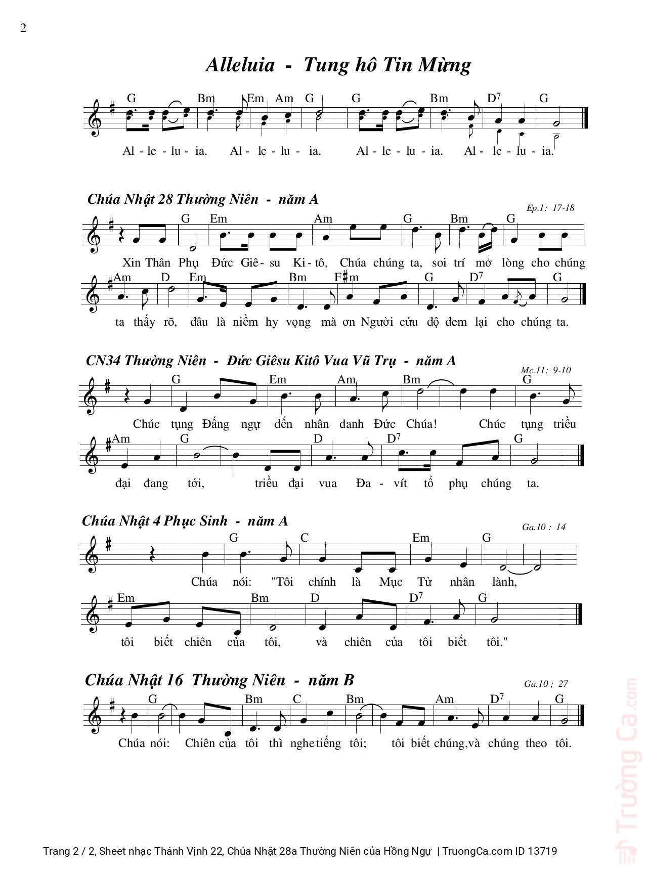 Page 2 of Sheet music PDF Thánh Vịnh 22, Chúa Nhật 28a Thường Niên - Hồng Ngự