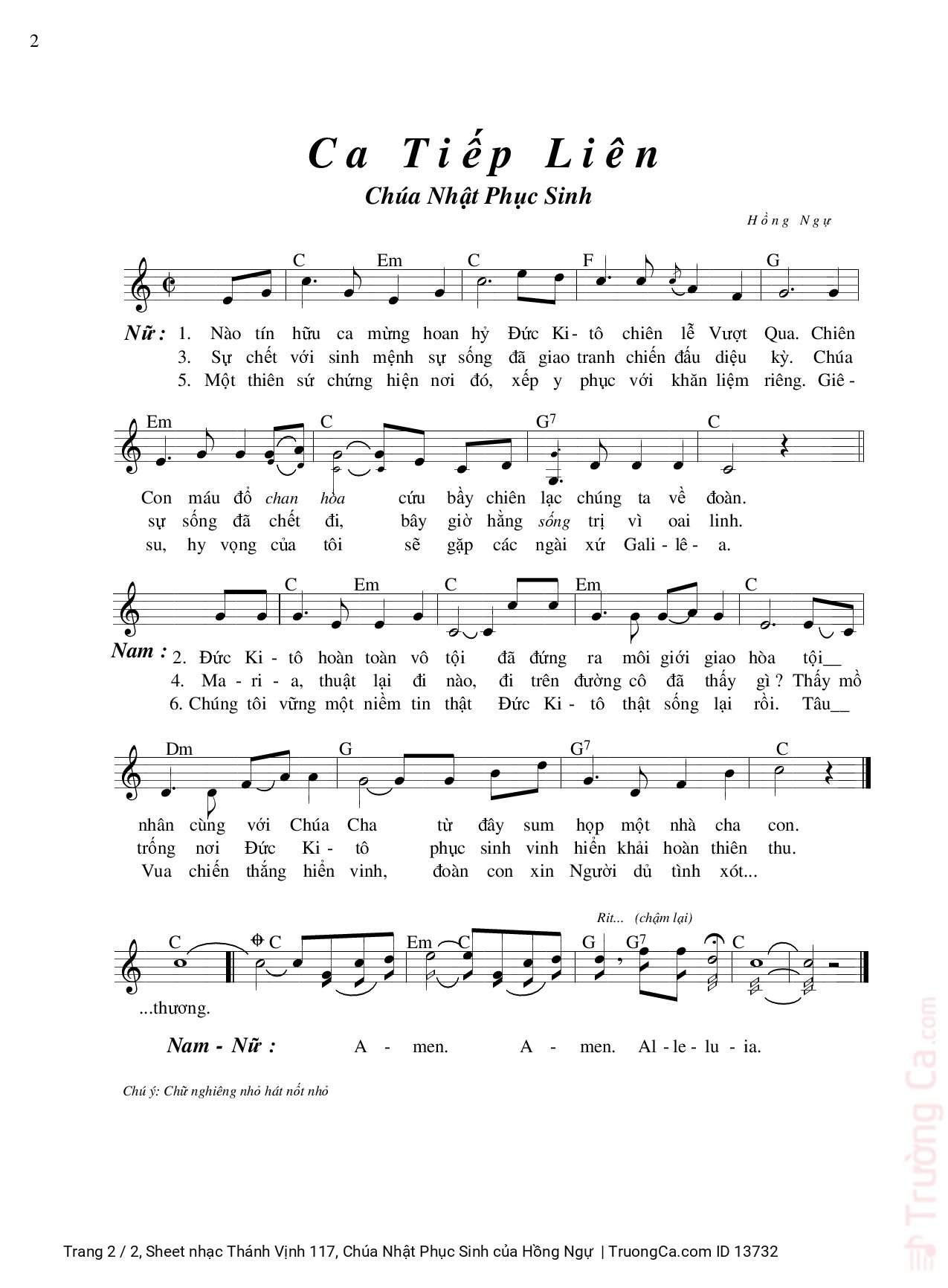 Page 2 of Sheet music PDF Thánh Vịnh 117, Chúa Nhật Phục Sinh - Hồng Ngự