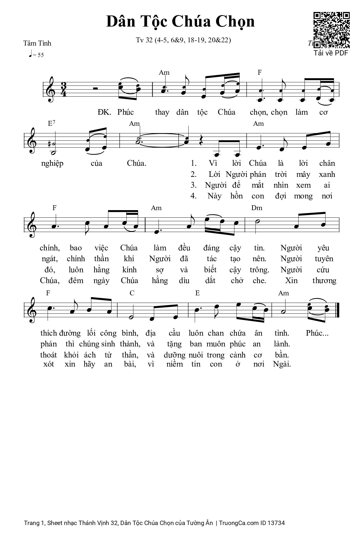 Sheet PDF of Thánh Vịnh 32, Dân Tộc Chúa Chọn