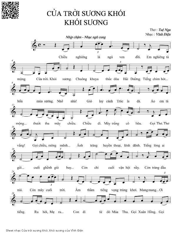 Sheet PDF of Cửa trời sương khói, khói sương