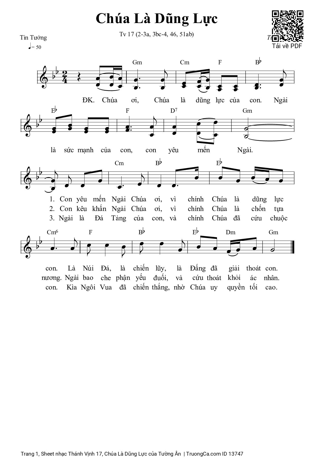 Sheet PDF of Thánh Vịnh 17, Chúa Là Dũng Lực