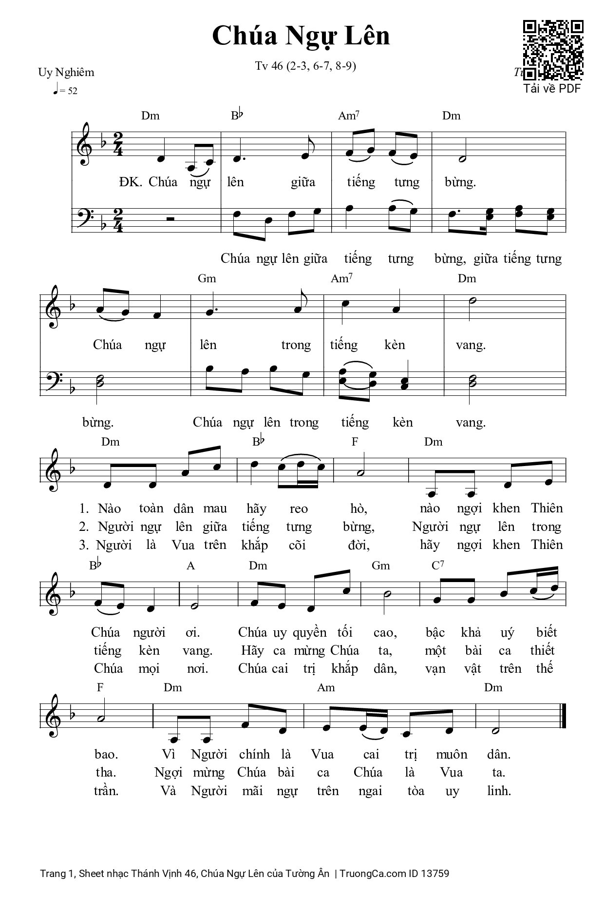 Sheet PDF of Thánh Vịnh 46, Chúa Ngự Lên