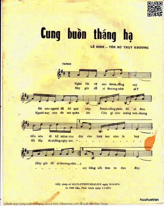 Page 2 of Sheet music PDF Cung buồn tháng hạ - Lê Dinh