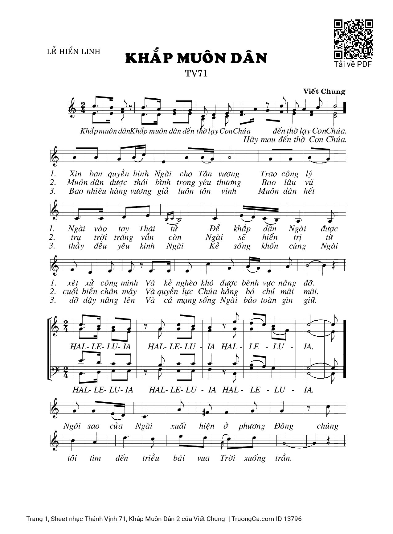 Sheet PDF of Thánh Vịnh 71, Khắp Muôn Dân 2