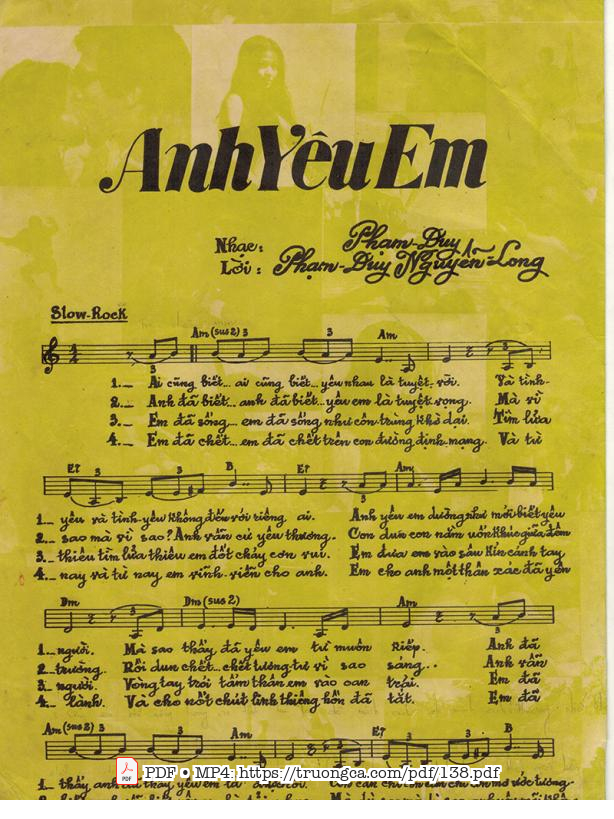 Page 4 of Sheet music PDF Anh yêu em vào cõi chết - Phạm Duy