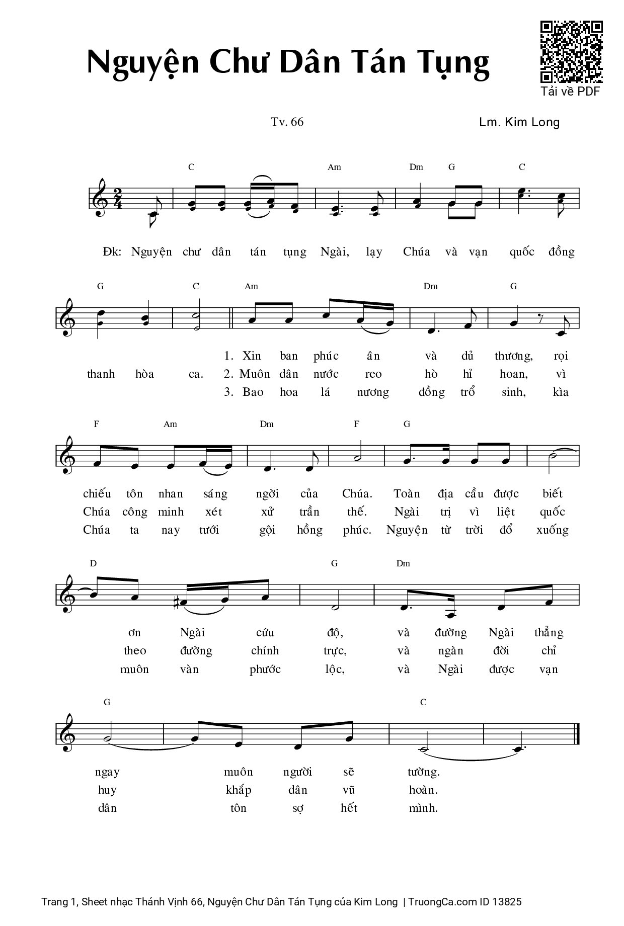 Sheet PDF of Thánh Vịnh 66, Nguyện Chư Dân Tán Tụng