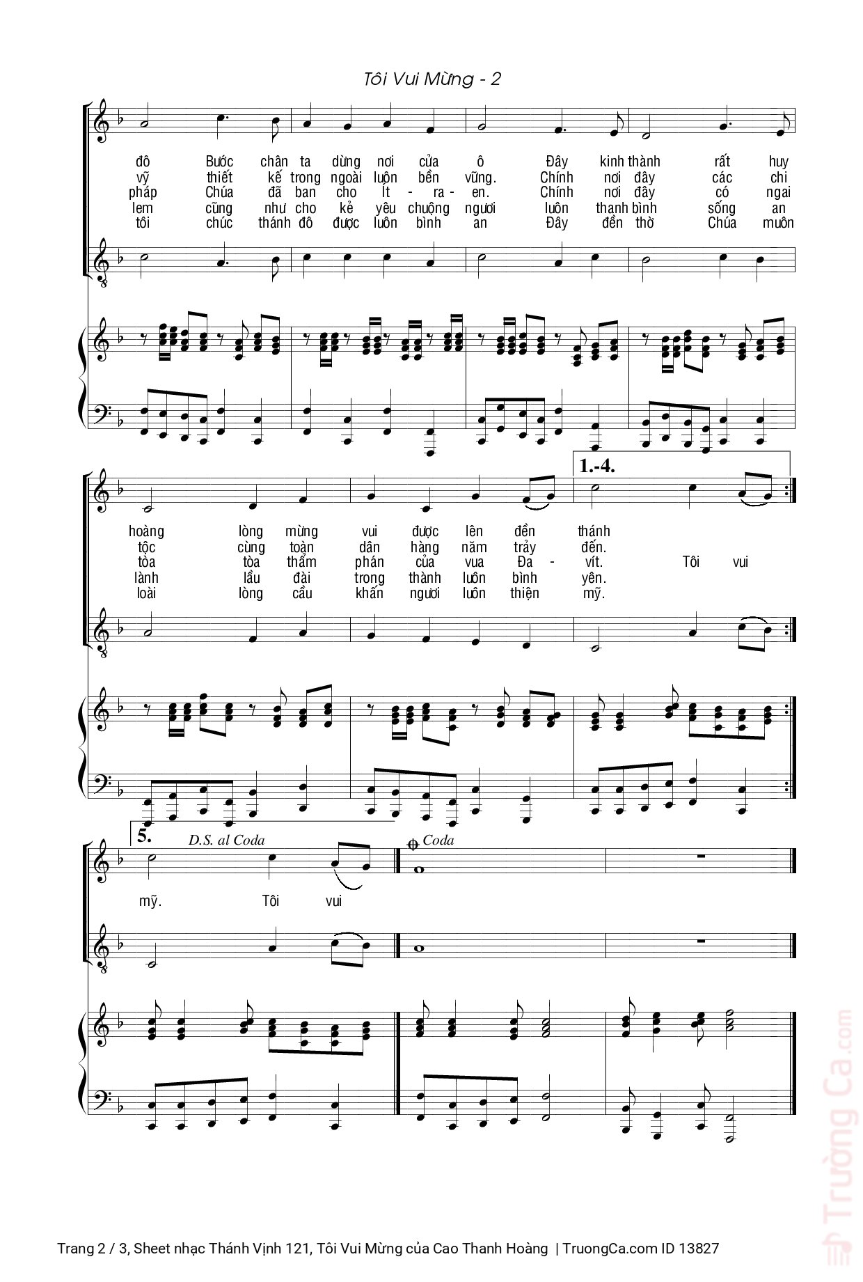 Page 2 of Sheet music PDF Thánh Vịnh 121, Tôi Vui Mừng - Cao Thanh Hoàng