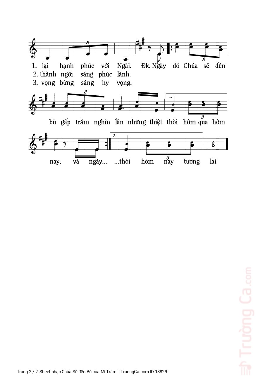 Page 2 of Sheet music PDF Chúa Sẽ đền Bù - Mi Trầm